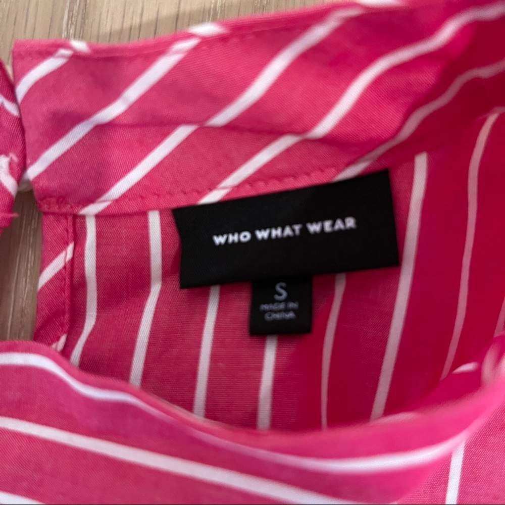 Who What Wear Pink and White long sleeve dress - Picture 2 of 2